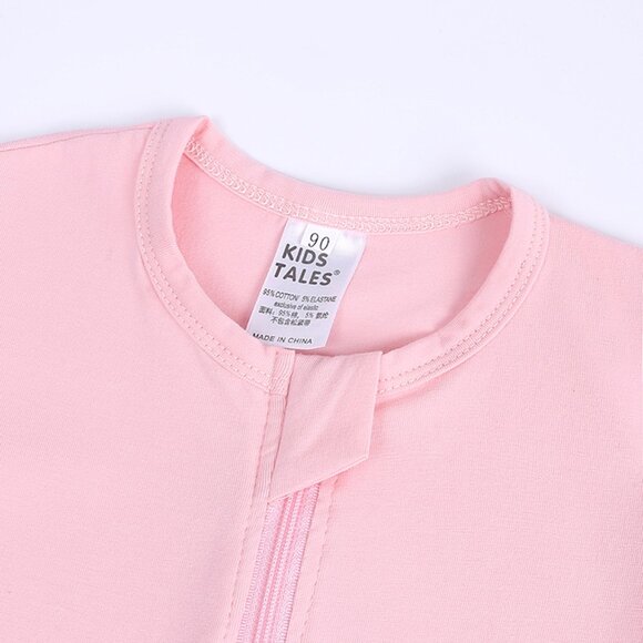 CUTE MONOGRAM-BABY ROMPER-Short Sleeve Double Zipper Cotton Pink 4-Sizes Girl - Picture 6 of 14